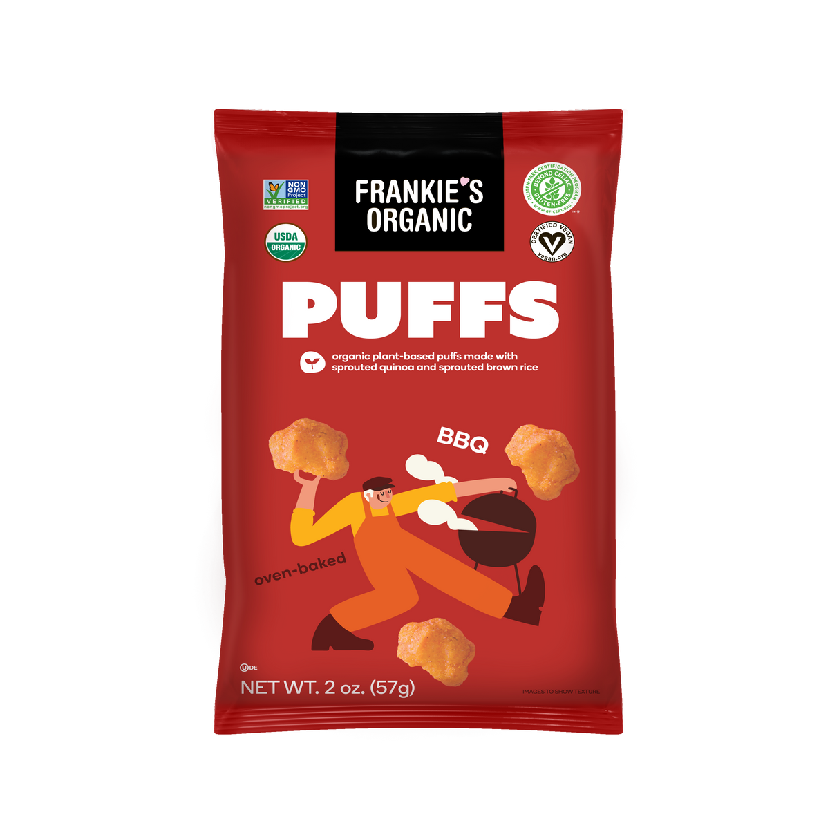 Frankie's Organic BBQ Puffs, 2 oz, 36 Pack