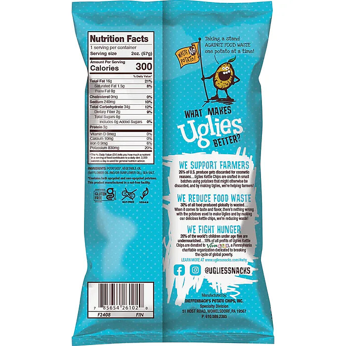 Uglies Original Sea Salt Chip, 2 Oz, Pack of 24