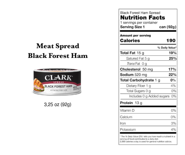 Clark Black Forest Ham Spread, 3.25 Oz, Pack of 24