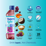 Berri Lyte  Organic Electrolyte Solution – Pediatric Rehydration Drink – Low Sugar Grape Flavor, 1 L, 6 Pack