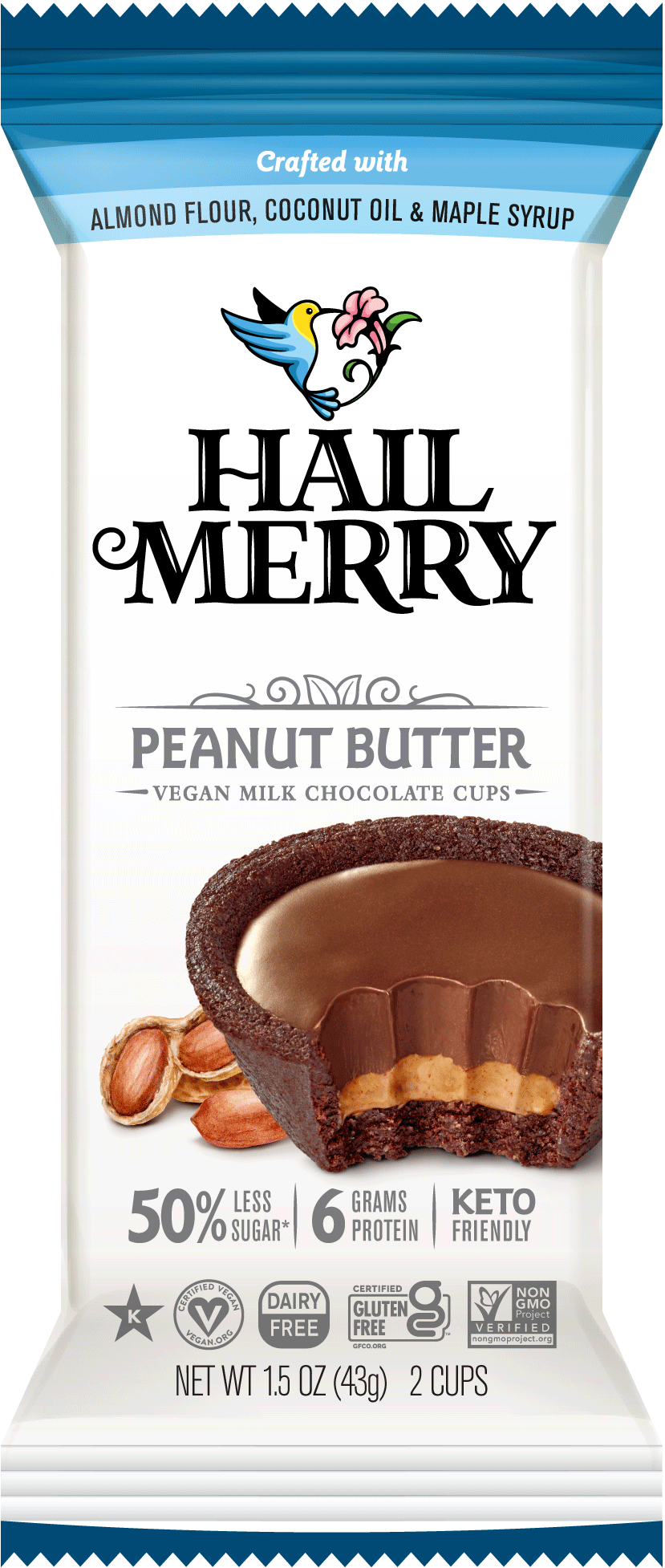 Hail Merry, Chocolate Peanut Butter Cups (2 count), 1.5 oz, Pack of 12