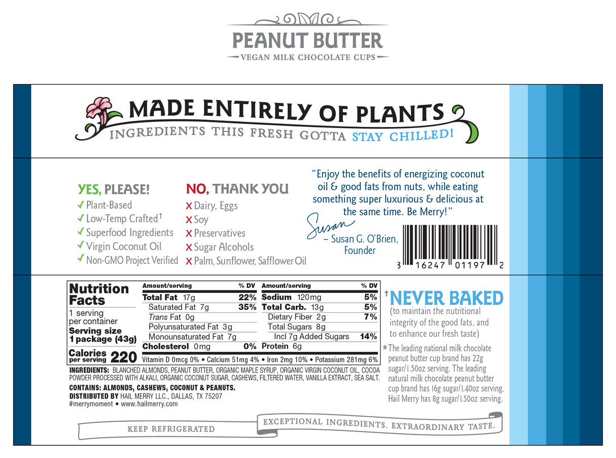 Hail Merry, Chocolate Peanut Butter Cups (2 count), 1.5 oz, Pack of 12