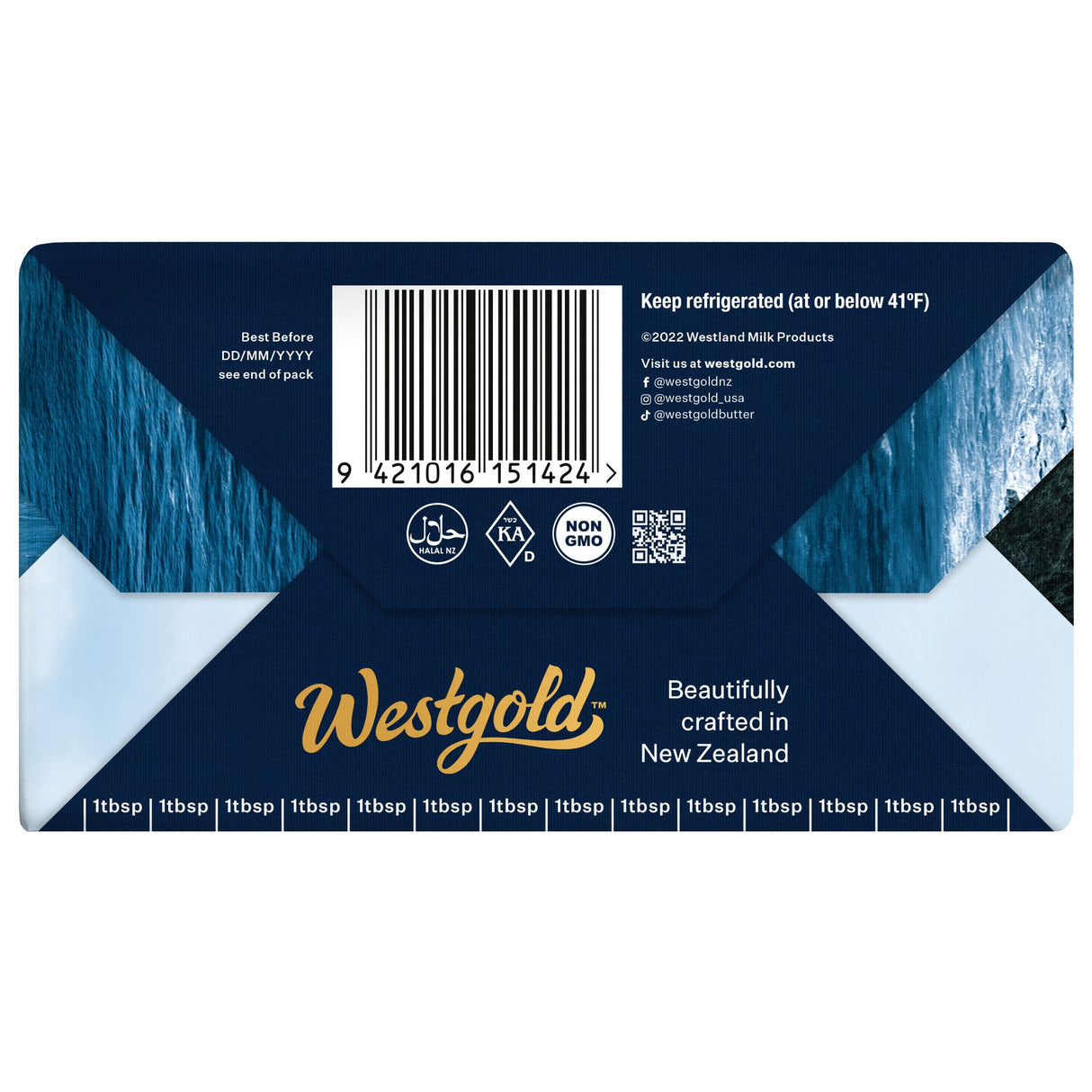 Westgold Salted Grass-fed Butter 8oz, carton of 20