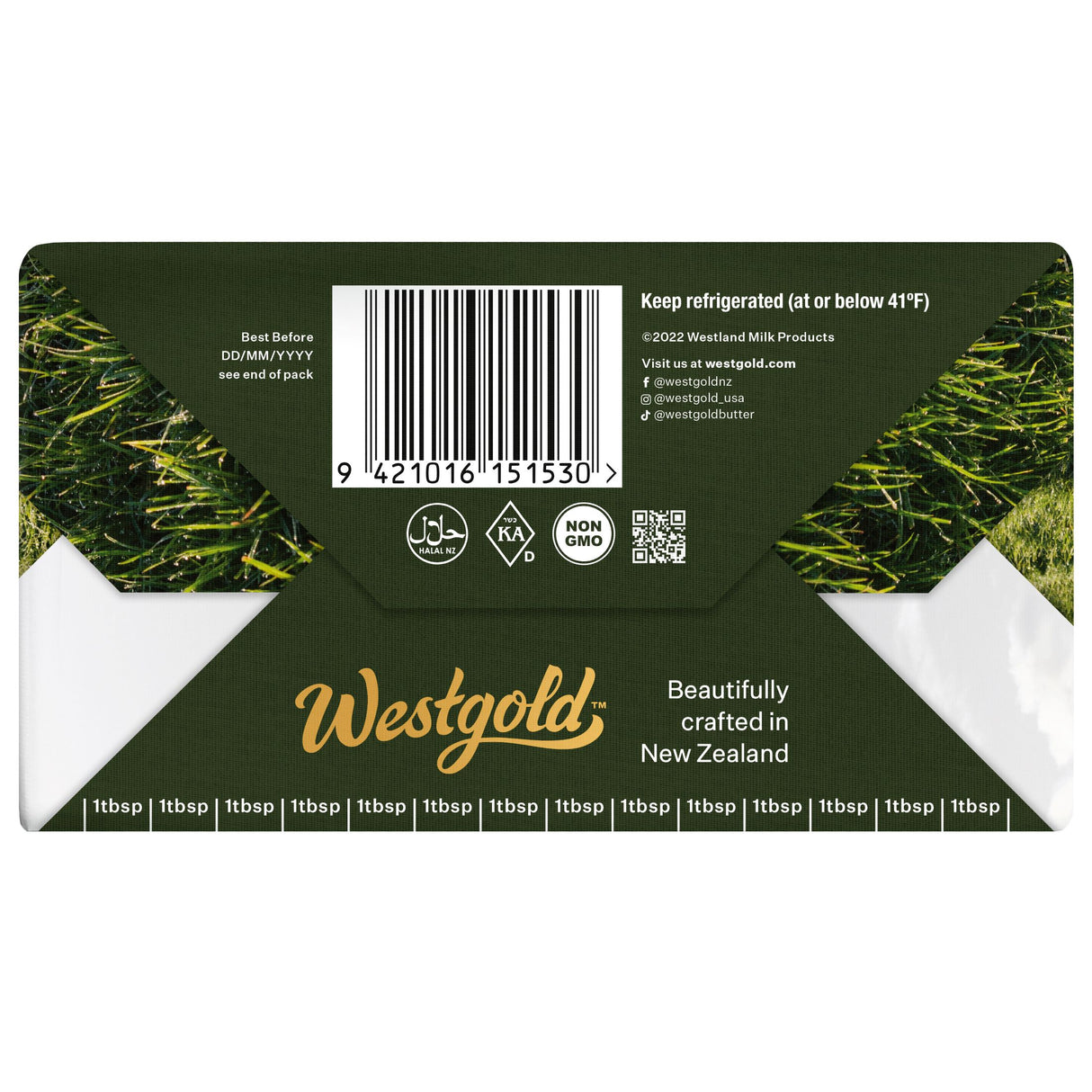 Westgold Unsalted Grass-fed Butter 8oz, carton of 20