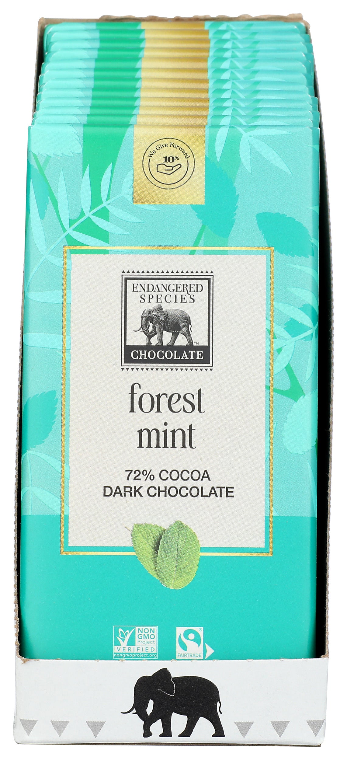 Endangered Species 72% Dark Chocolate Forest Mint Bar, 3 oz (Pack of 12)