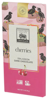 Endangered Species 72% Dark Chocolate Cherries Bar, 3 oz (Pack of 12)