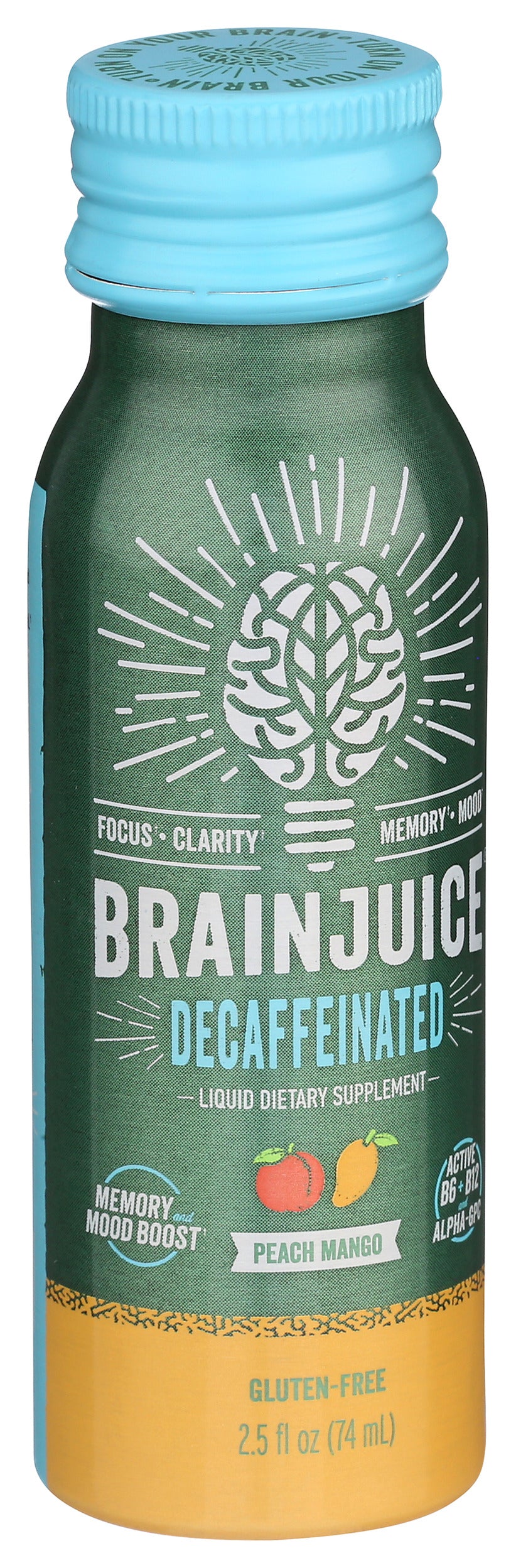 BrainJuice Decaf Peach Mango 2.5 oz. Ready to Drink Supplement | 12-pack