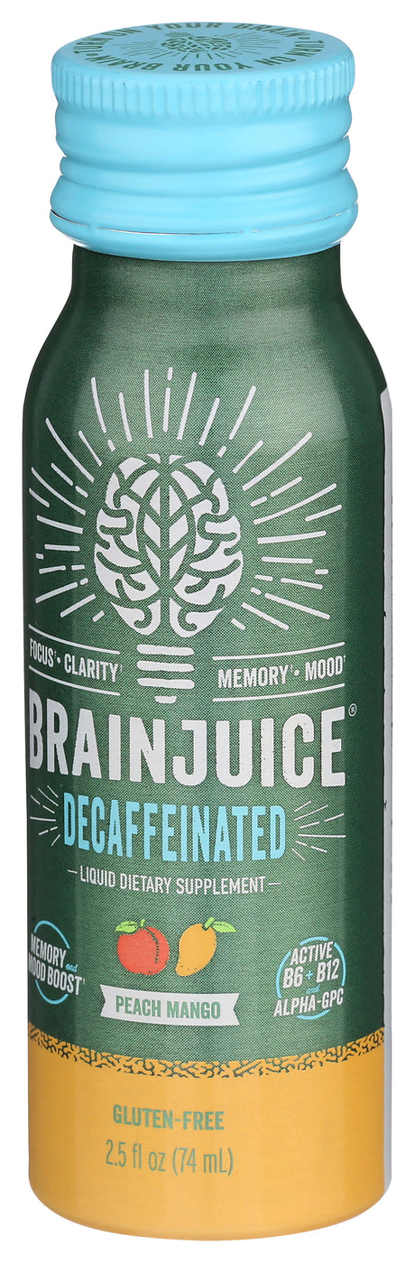 BrainJuice Decaf Peach Mango 2.5 oz. Ready to Drink Supplement | 12-pack