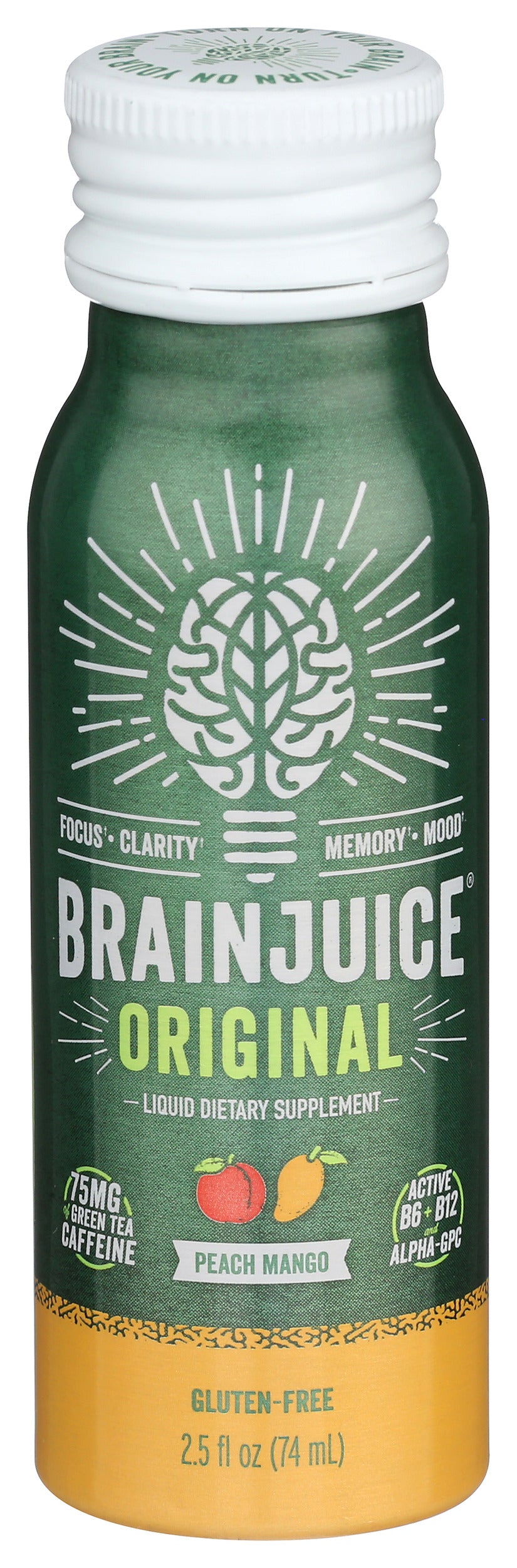 BrainJuice Original Peach Mango 2.5 oz. Ready to Drink Supplement | 12-pack