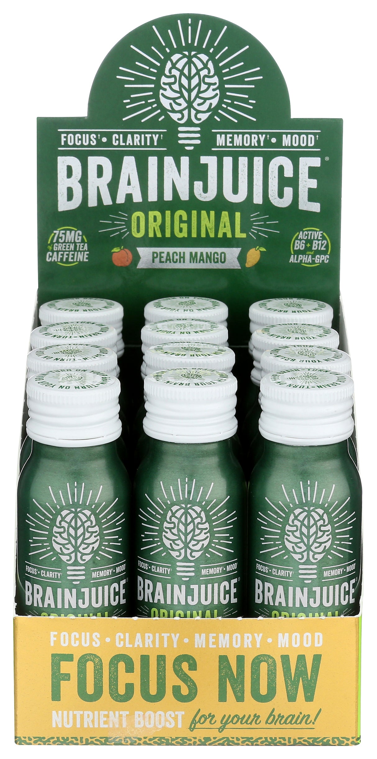 BrainJuice Original Peach Mango 2.5 oz. Ready to Drink Supplement | 12-pack