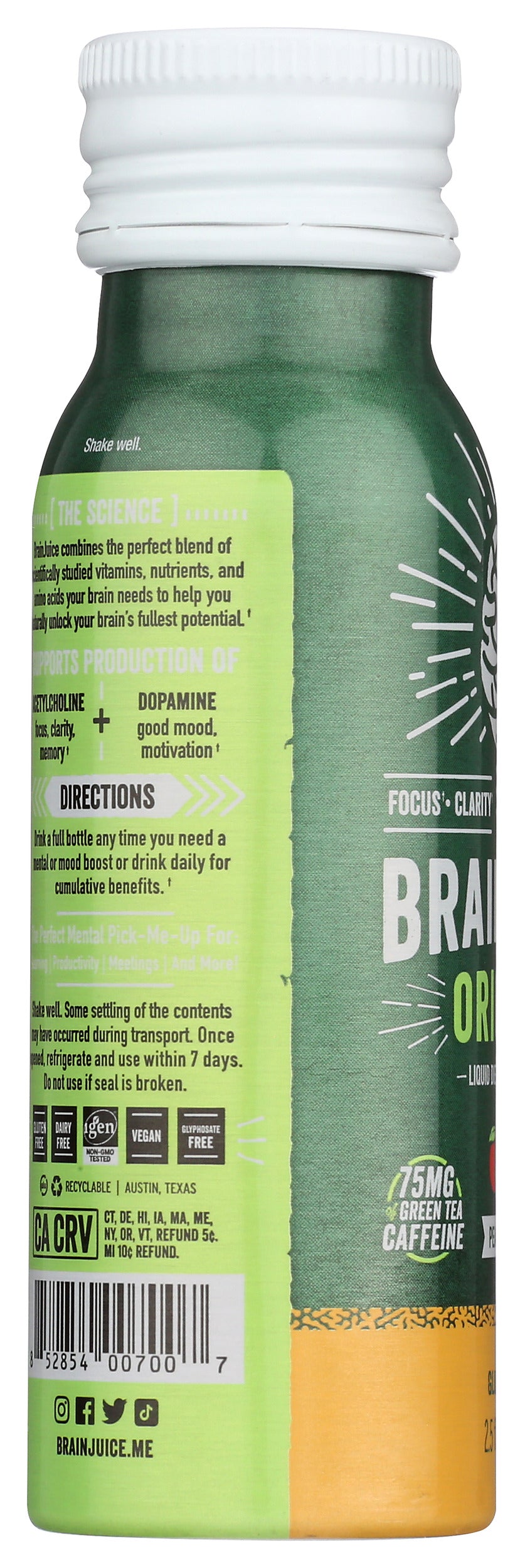 BrainJuice Original Peach Mango 2.5 oz. Ready to Drink Supplement | 12-pack