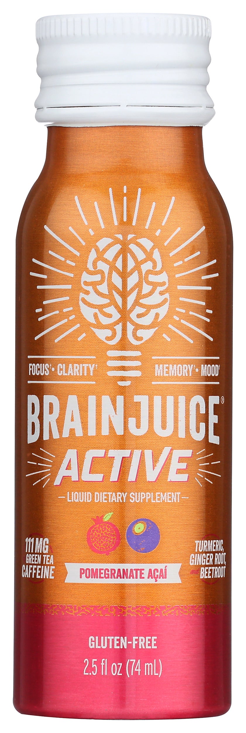 BrainJuice Active Pomegranate Acai 2.5 oz. Ready to Drink Supplement | 12-pack