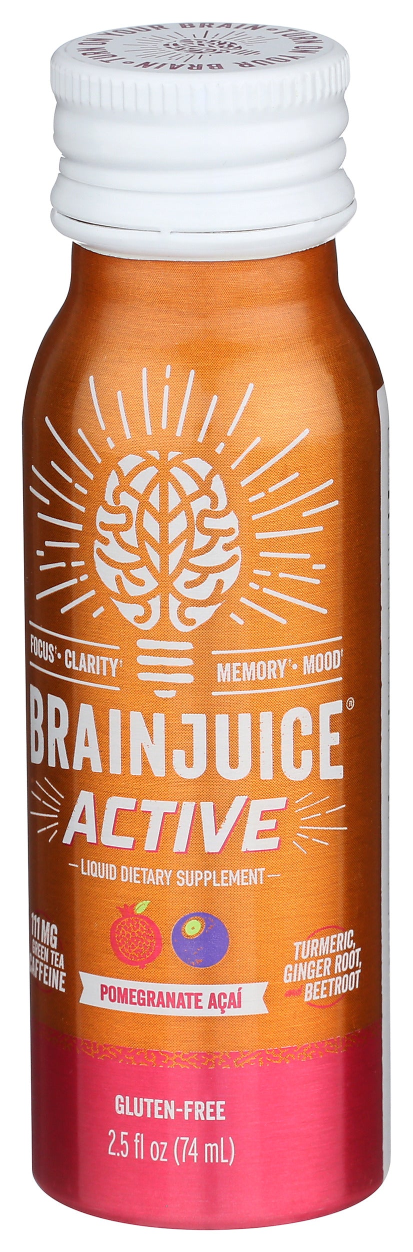 BrainJuice Active Pomegranate Acai 2.5 oz. Ready to Drink Supplement | 12-pack