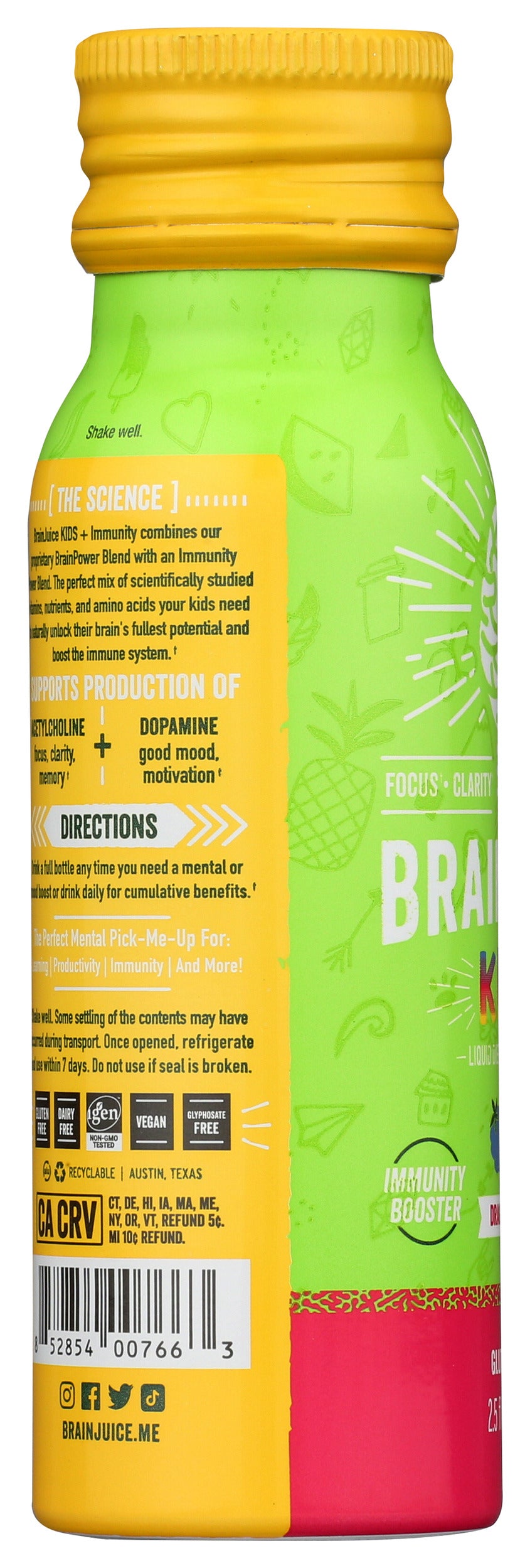 BrainJuice Kids Immunity Dragon Berry 2.5 oz. Ready to Drink | 12-pack