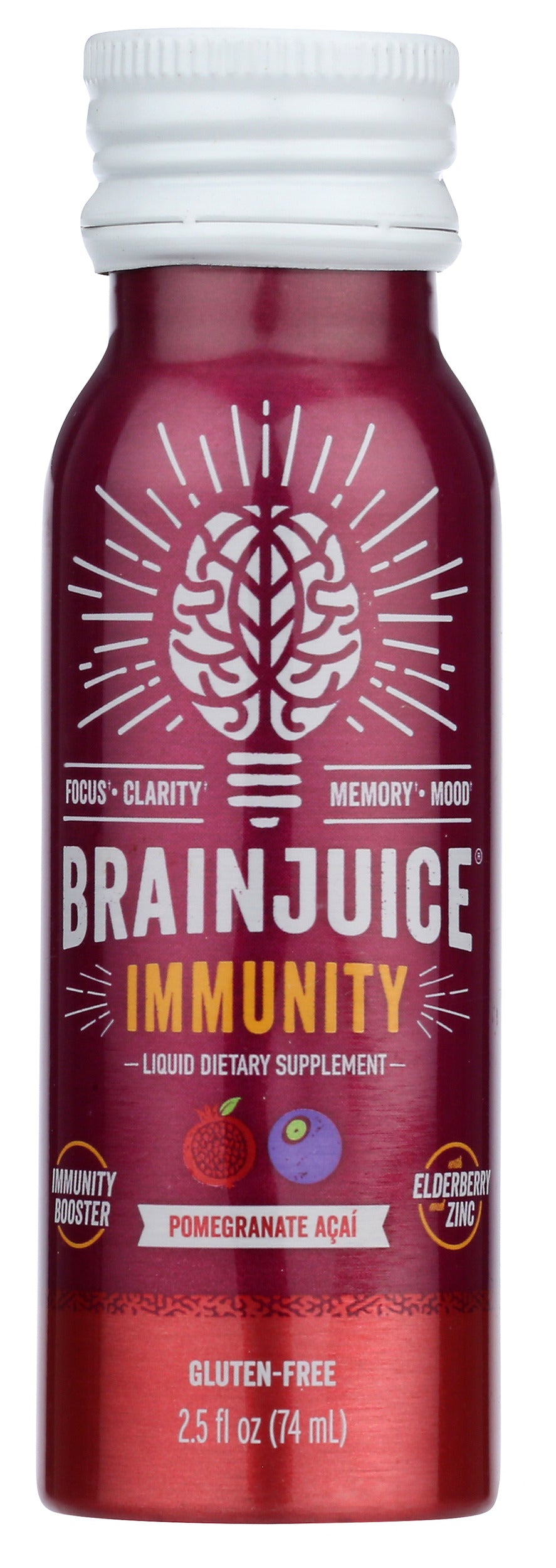 BrainJuice Immunity Pomegranate Acai 2.5 oz. Ready to Drink Supplement | 12-pack