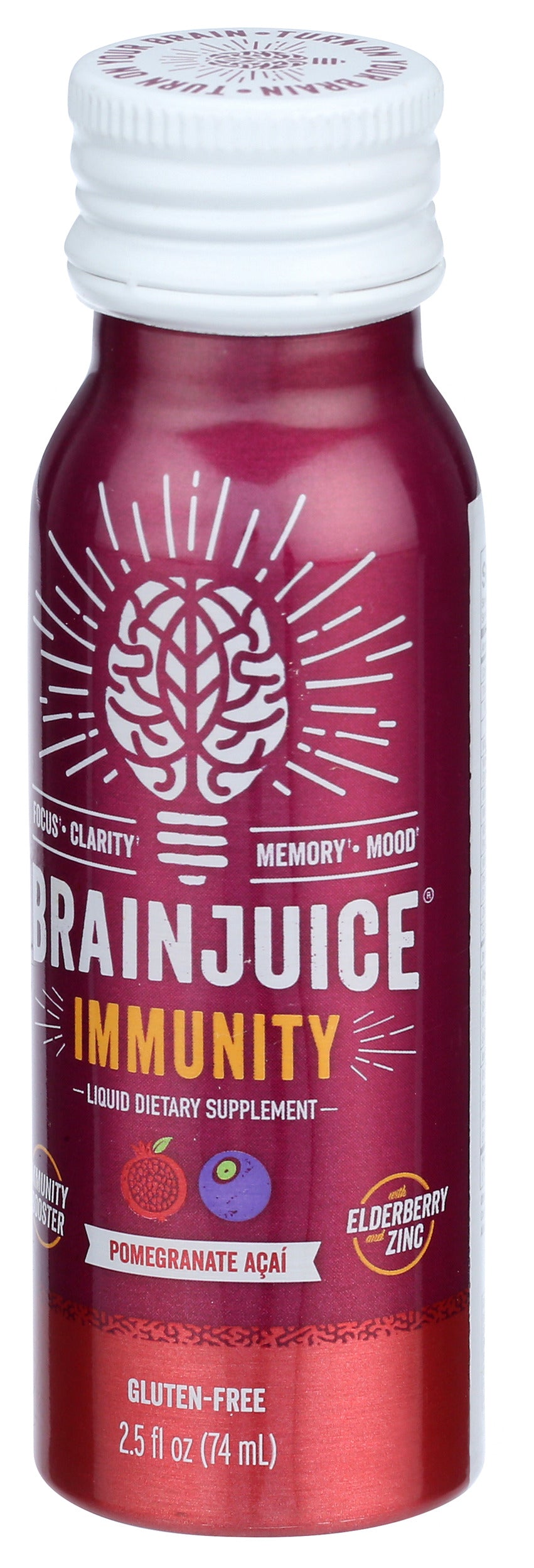 BrainJuice Immunity Pomegranate Acai 2.5 oz. Ready to Drink Supplement | 12-pack