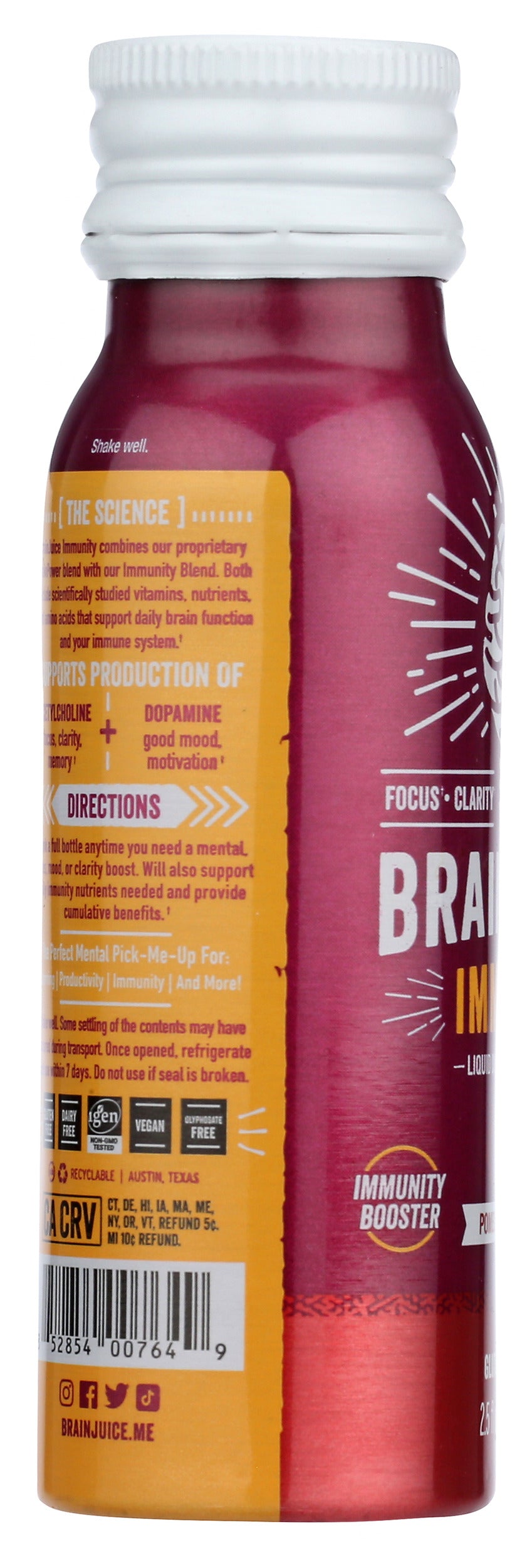 BrainJuice Immunity Pomegranate Acai 2.5 oz. Ready to Drink Supplement | 12-pack