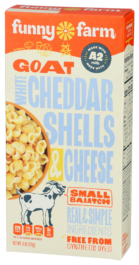 Funny Farm Goat White Cheddar Shells & Cheese, 6 z, 8 Pack