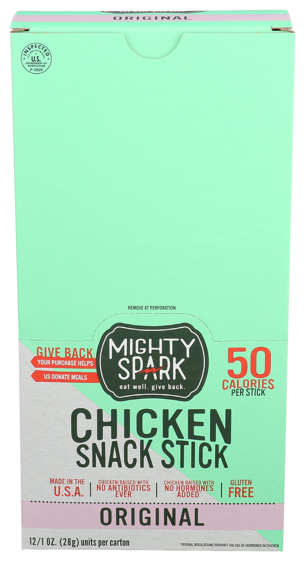 Mighty Spark Original Sea Salt & Pepper Chicken Snack Stick 1 oz, 12 Pack