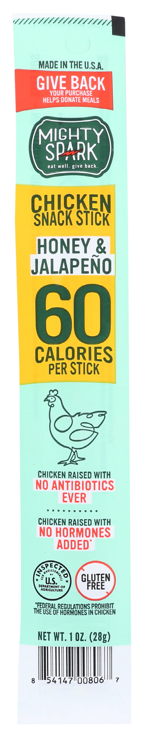 Mighty Spark Honey & Jalapeno Chicken Snack Stick 1 oz, 12 Pack