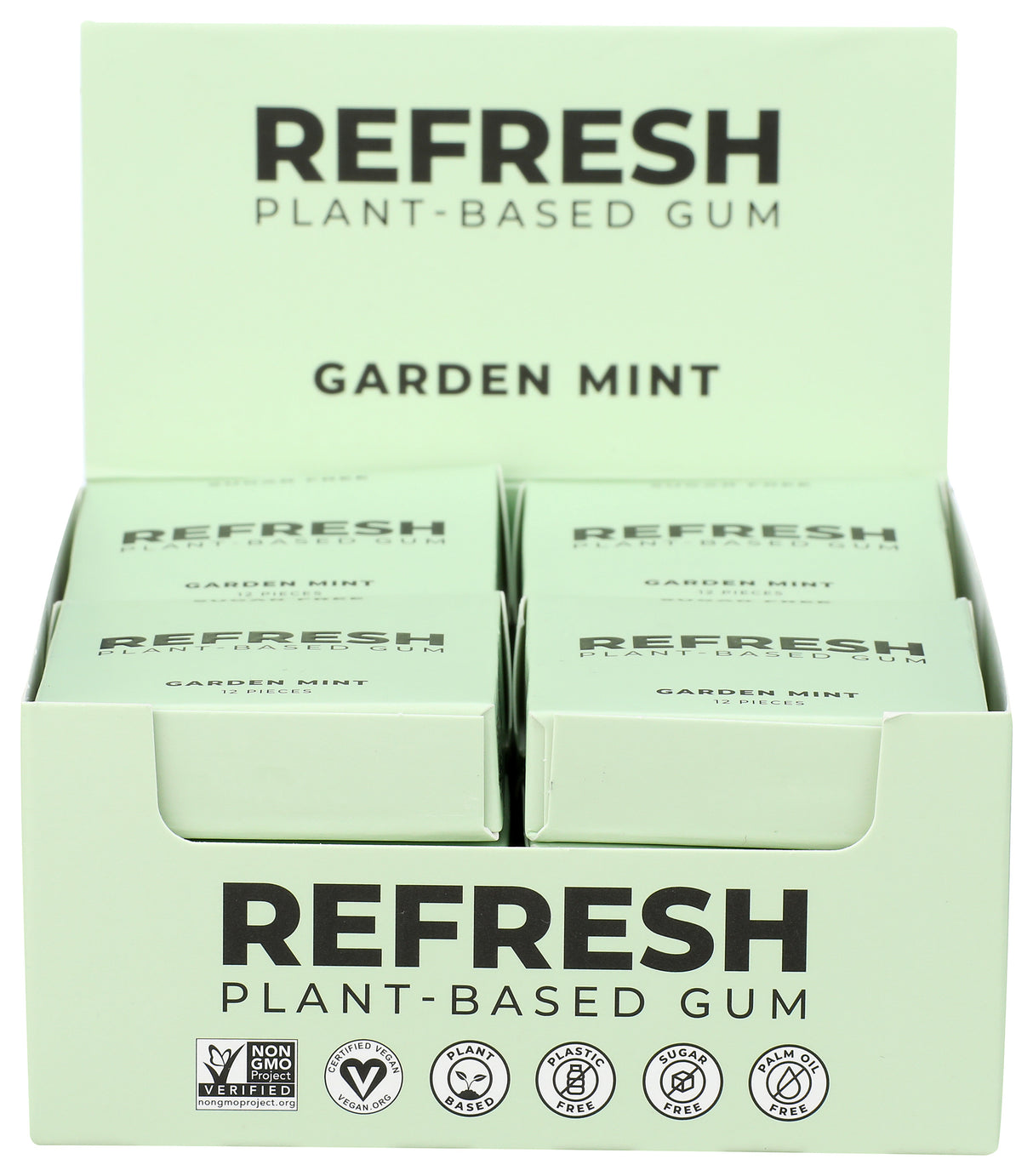 Refresh Garden Mint Sugar Free Plant Based Gum 12 Pieces, Pack of 12