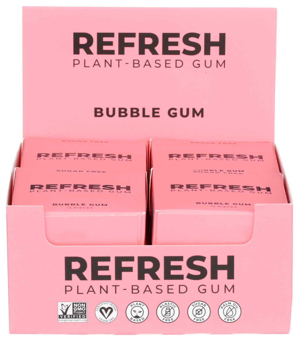 Refresh Bubble Gum Sugar Free Plant Based Gum 12 Pieces, Pack of 12