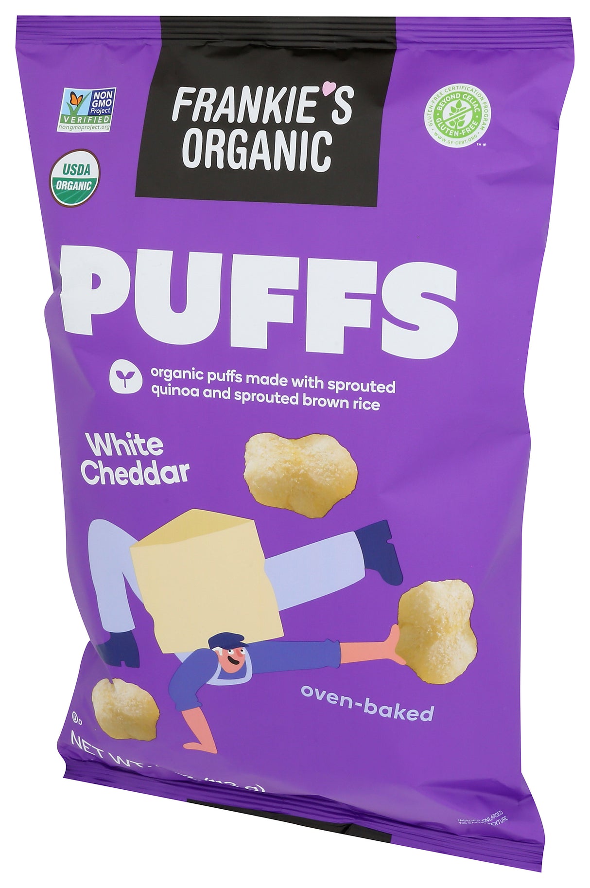 Frankie's Organic White Cheddar Puffs, 4 oz, 12 Pack