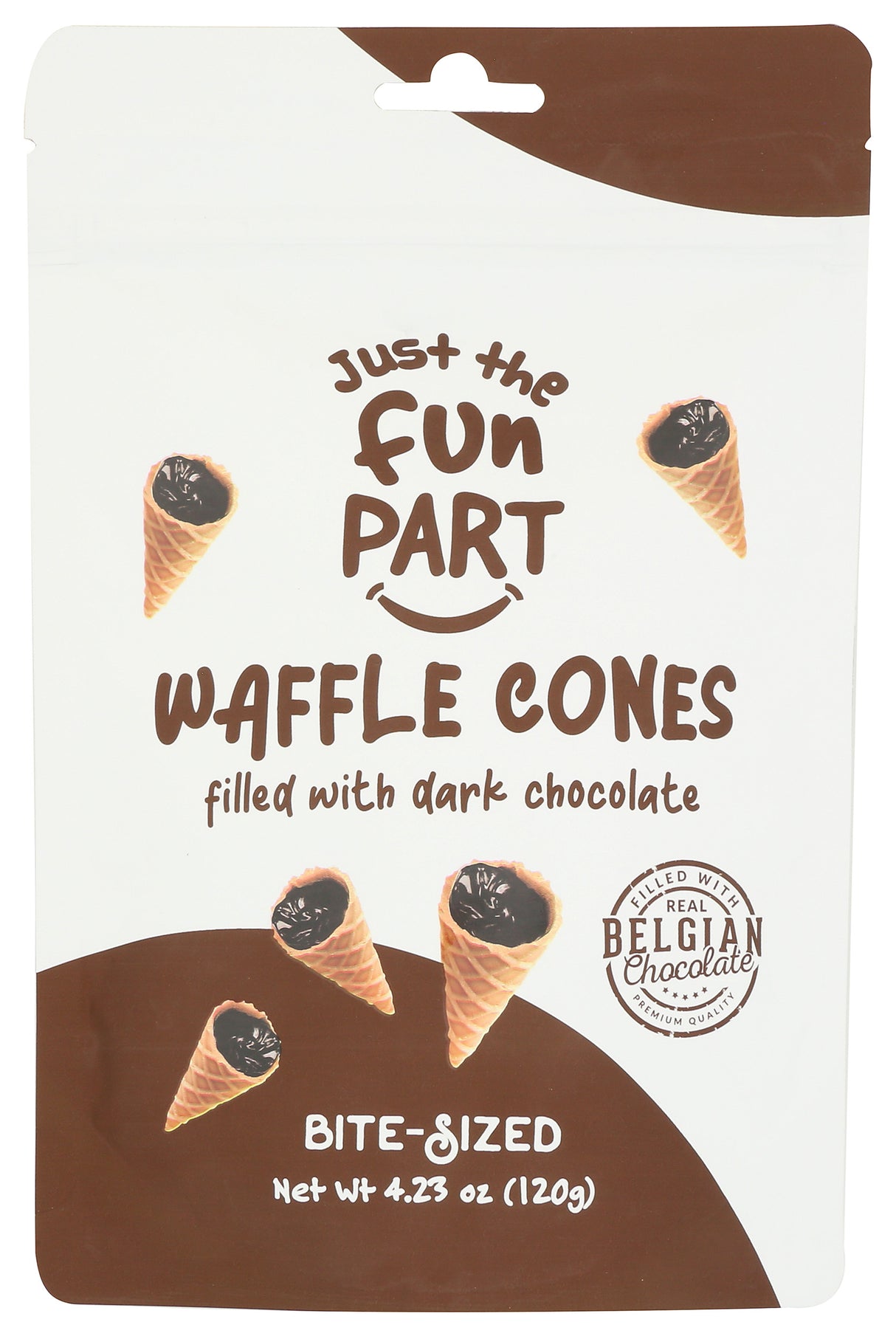 Just The Fun Part, Bite-Size Crispy Mini Waffle Cones with Premium Belgian Dark Chocolate, 4.23 Oz (Pack of 6)