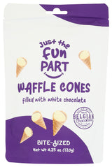 Just The Fun Part, Bite-Size Crispy Mini Waffle Cones With Premium Belgian White Chocolate, 4.23 Oz (Pack of 6)