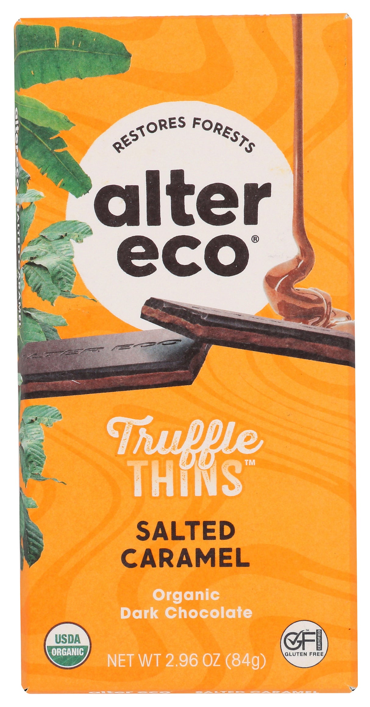 Alter Eco Organic Dark Chocolate Salted Caramel Truffle Thins Bar, 2.96 Ounce (Pack of 12)