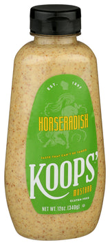 Koops' Horseradish Mustard, 12 Oz, 12 Pack