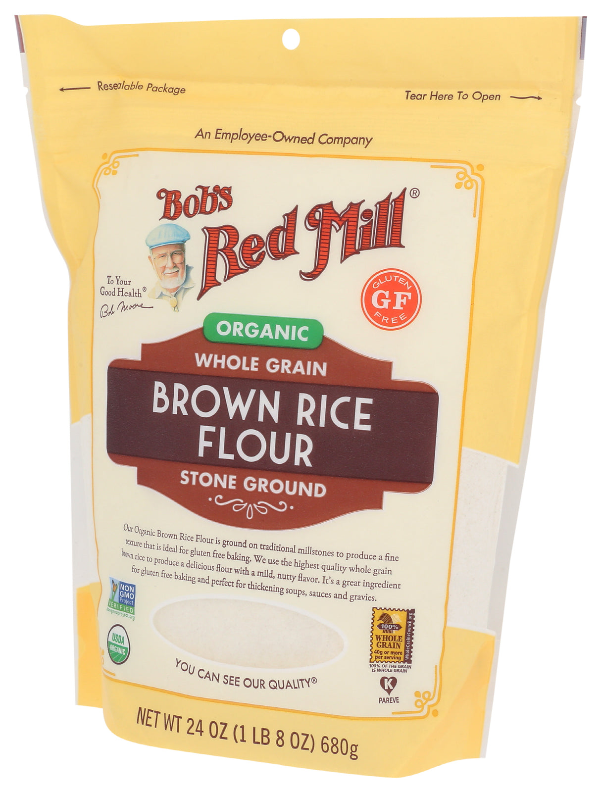 Bob's Red Mill Organic Whole Grain Stone Ground Brown Rice Flour, 24oz (Pack of 4)