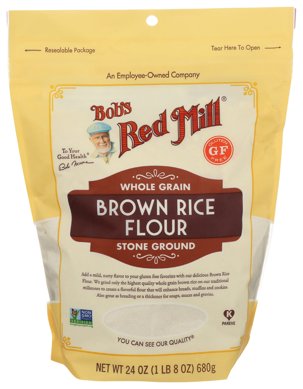 Bob's Red Mill Whole Grain Stone Ground Brown Rice Flour, 24oz (Pack of 4)