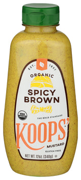 Koops' Organic Spicy Brown Mustard, 12 Oz, 12 Pack