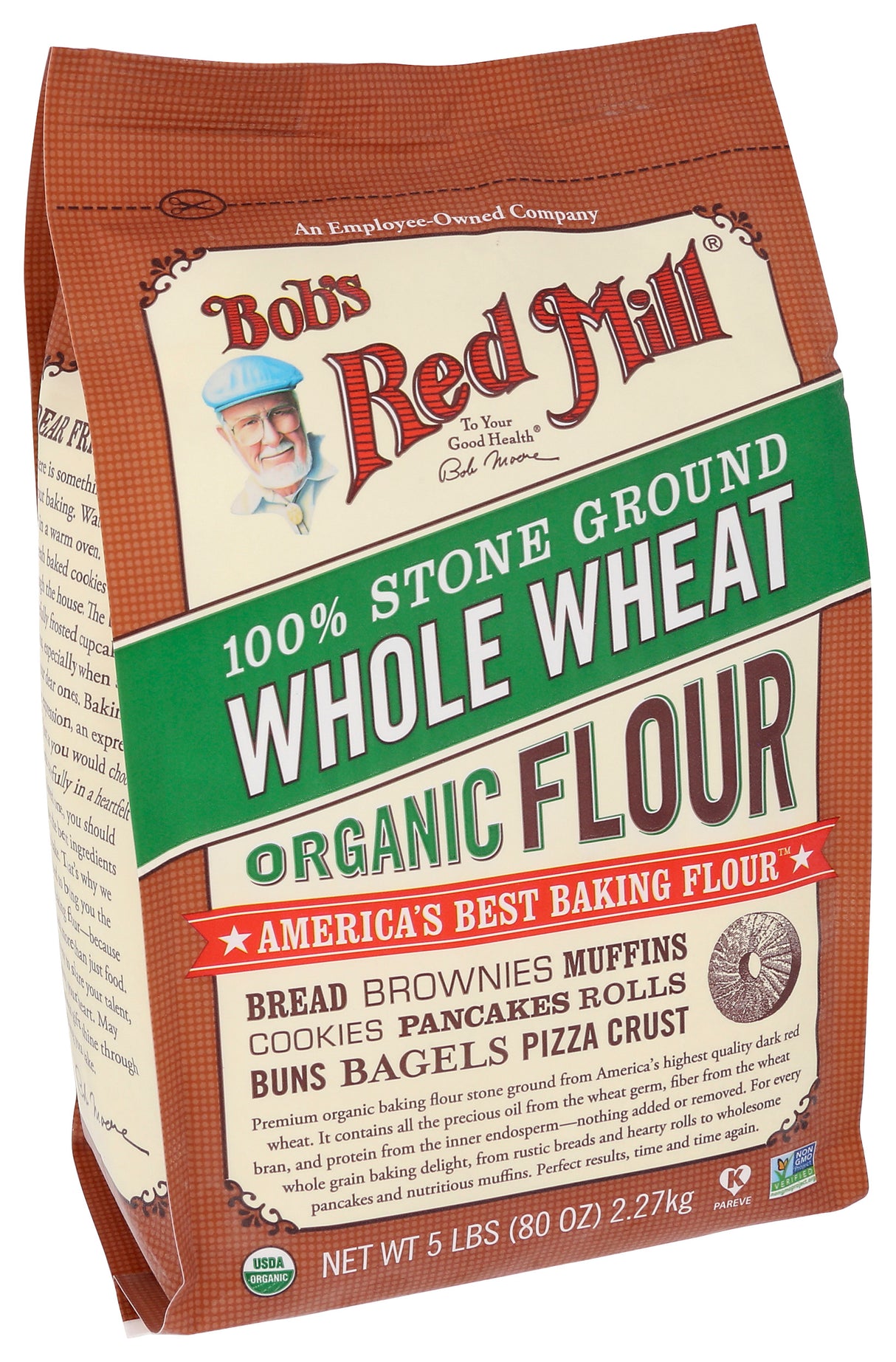 Bob's Red Mill Flour Whole Wheat Organic, 5-pounds (Pack of4) 320 Ounce