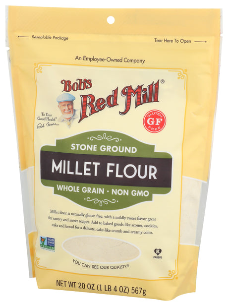 Bob's Red Mill Stone Ground Millet Flour, Whole Grain, Gluten Free & Non-GMO, 20 Oz (Pack of 4)