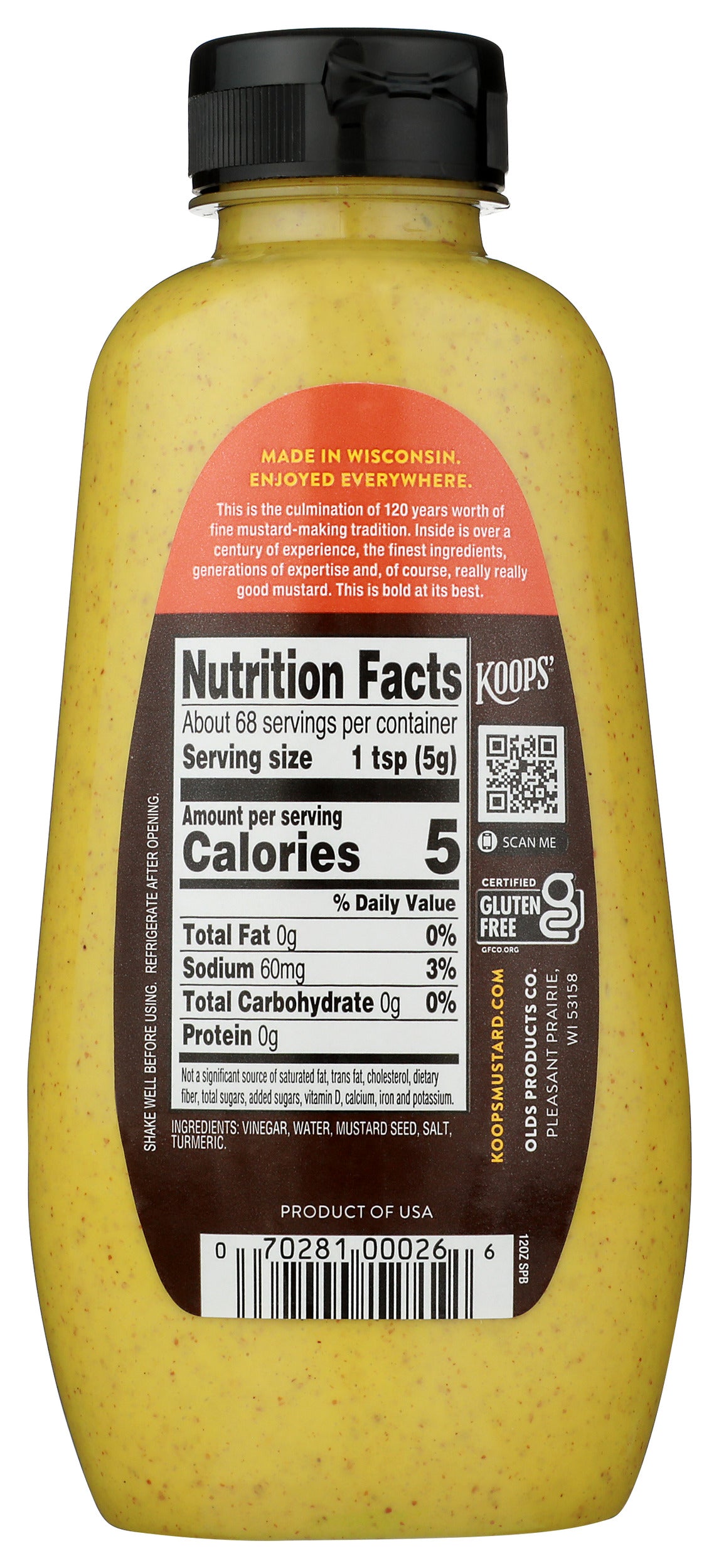 Koops' Spicy Brown Mustard, 12 Oz, 12 Pack