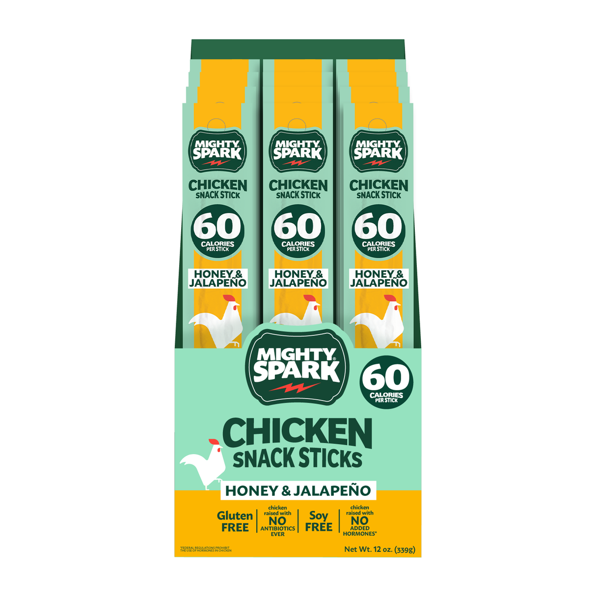 Mighty Spark Honey & Jalapeno Chicken Snack Stick 1 oz, 12 Pack