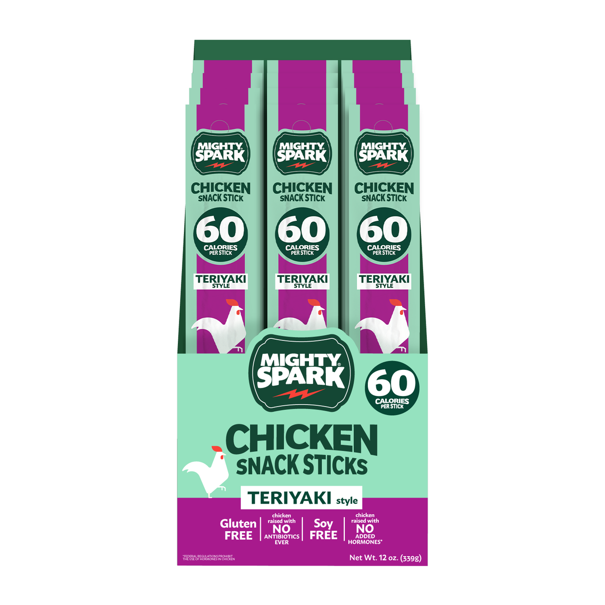 Mighty Spark Teriyaki Style Chicken Snack Stick 1 oz, 12 Pack