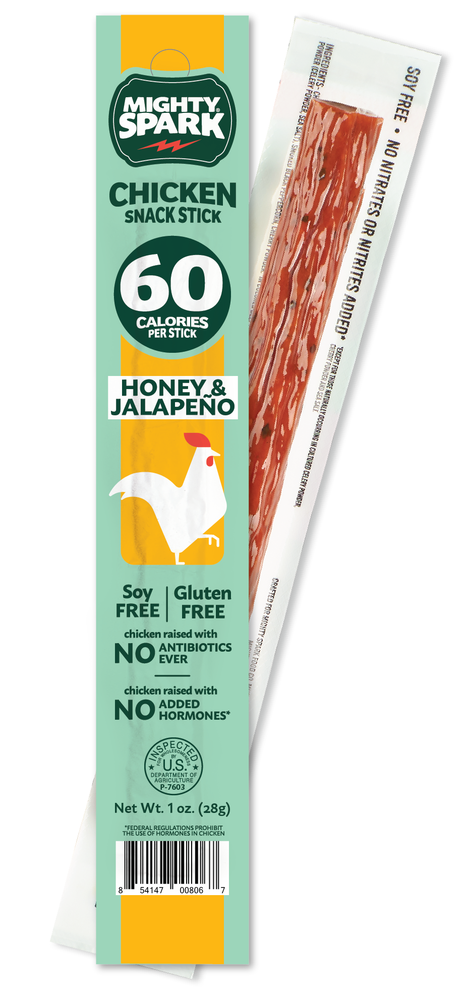 Mighty Spark Honey & Jalapeno Chicken Snack Stick 1 oz, 12 Pack