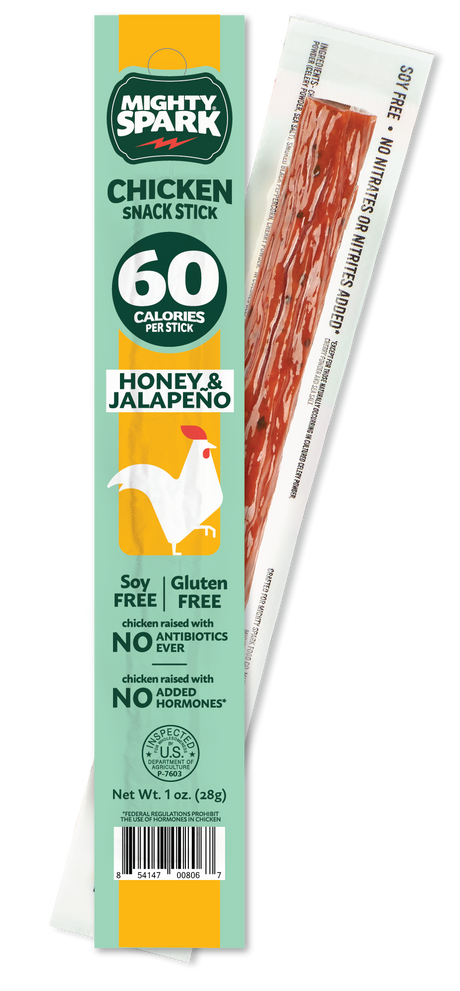 Mighty Spark Honey & Jalapeno Chicken Snack Stick 1 oz, 12 Pack