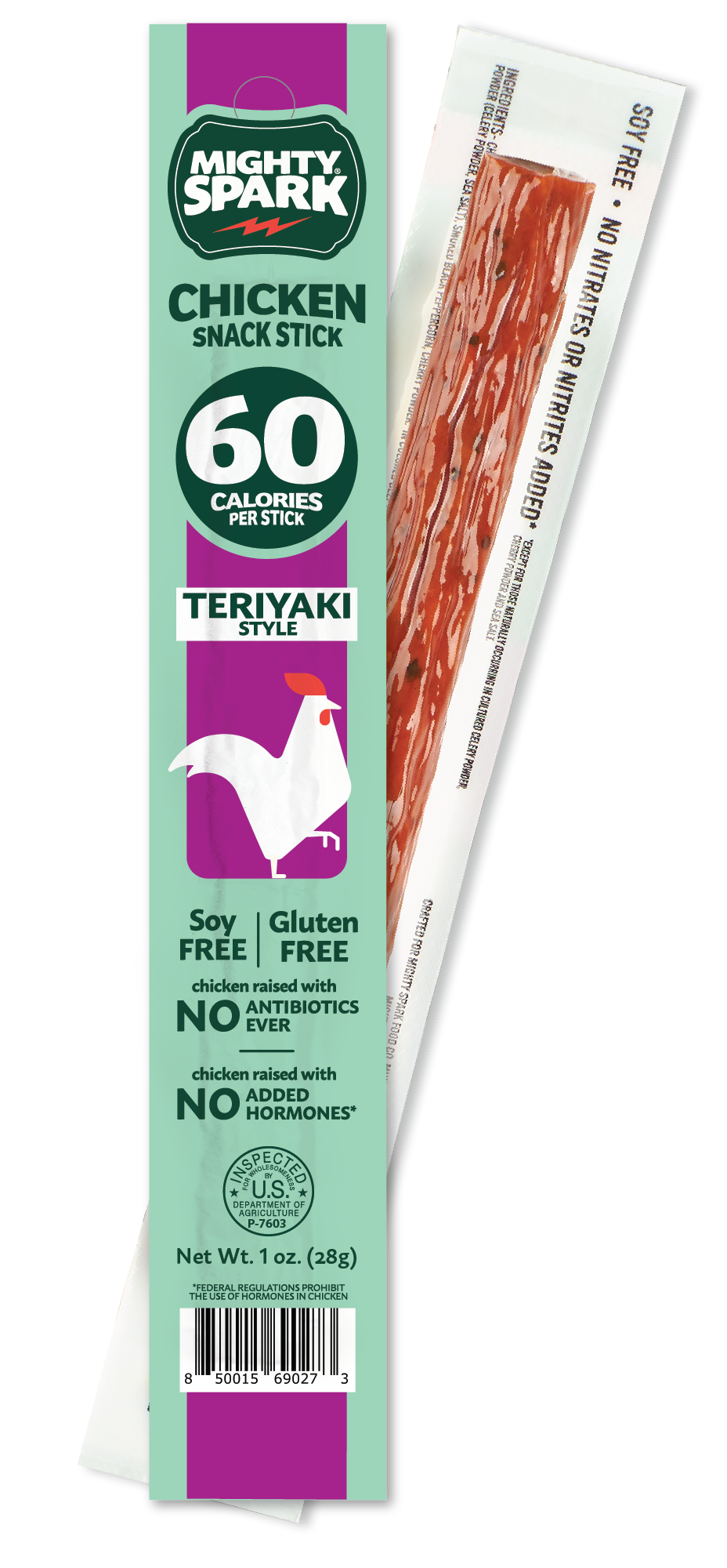 Mighty Spark Teriyaki Style Chicken Snack Stick 1 oz, 12 Pack