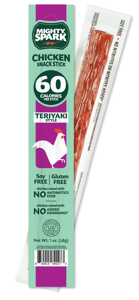 Mighty Spark Teriyaki Style Chicken Snack Stick 1 oz, 12 Pack