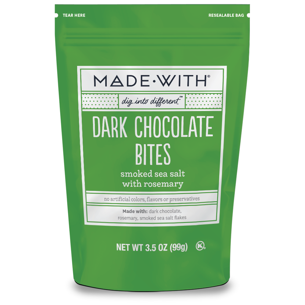 MADE•WITH Dark Chocolate Bites with Rosemary and Sea Salt, 3.5 Oz, Pack of 12