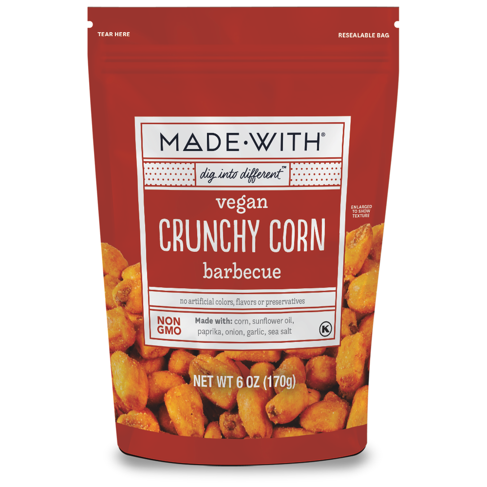 MADE•WITH Vegan Barbecue Crunchy Corn Kernel Snack, 6 Oz, Pack of 12