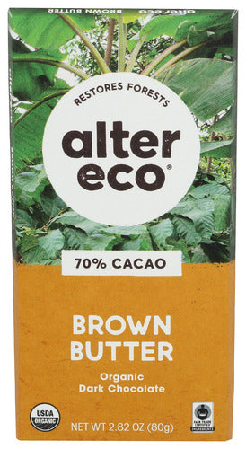 Alter Eco 70% Organic Dark Chocolate Brown Butter Bars, 2.82 ox (Pack of 12)
