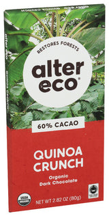 Alter Eco 60% Organic Dark Chocolate Quinoa Crunch, 2.82 ox (Pack of 12)