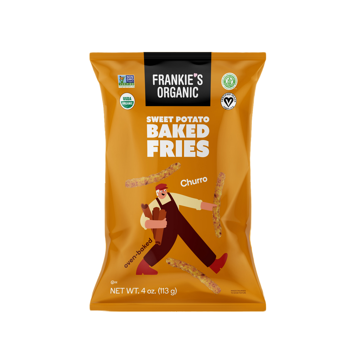 Frankie's Organic Churro Sweet Potato Fries, 4 oz, 12 Pack