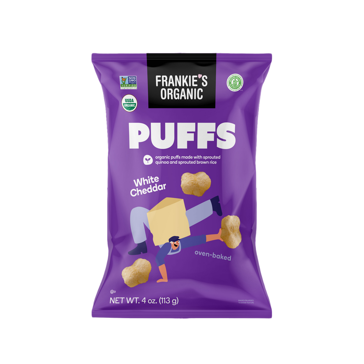 Frankie's Organic White Cheddar Puffs, 4 oz, 12 Pack