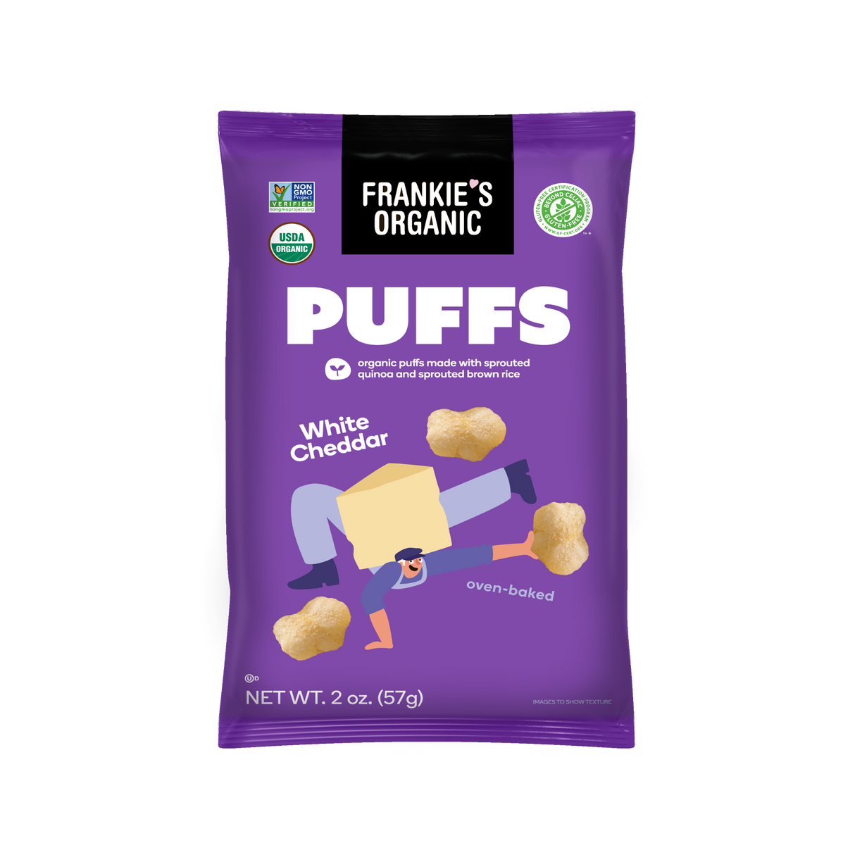 Frankie's Organic White Cheddar Puffs, 2 oz, 36 Pack